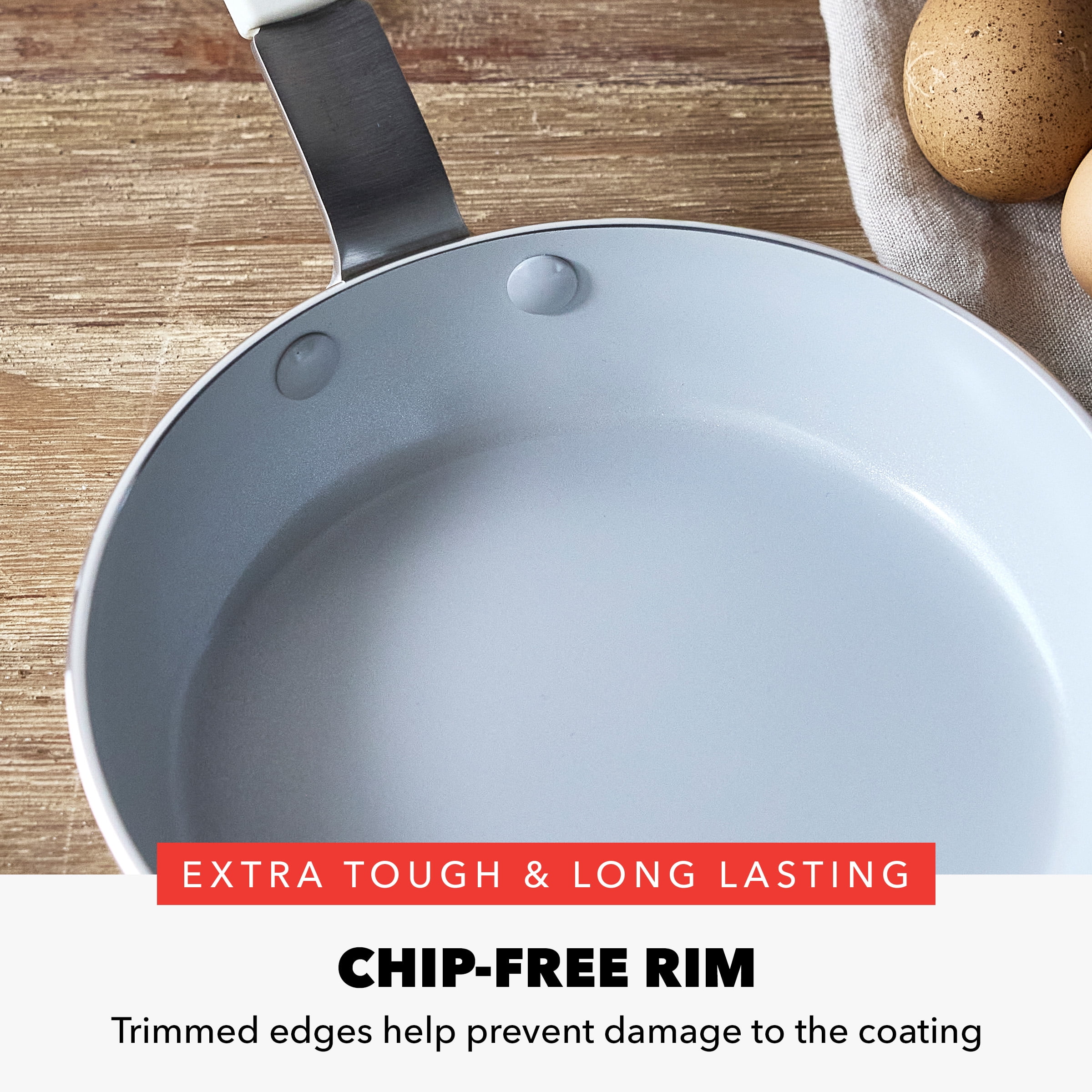 GreenPan Bobby Flay 10" Fry Pan Aluminum Ceramic Nonstick, Cream