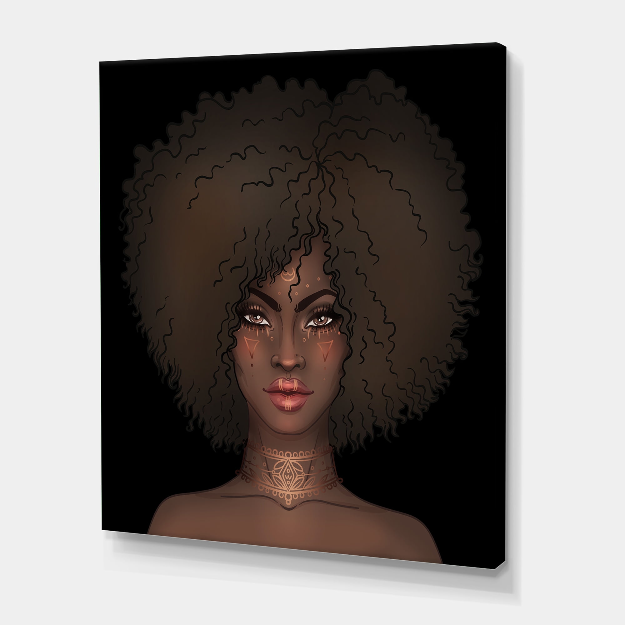 Designart ' Portrait of Afro American Woman III ' Modern Canvas Wall Art Print