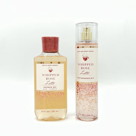Bath & Body Works Whipped Rose Latte 10oz Shower Gel & 8oz Fine Fragrance Mist Spray 2-Piece Bundle