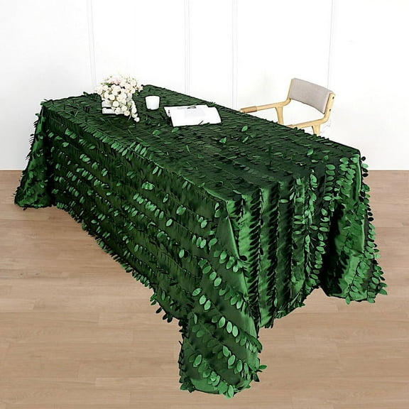 Balsa Circle 90" x 132" Green Leaf Petals Taffeta Rectangle Tablecloth Reception Catering