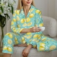 thumbnail image 6 of Uemuo Yellow Lemon Pattern Womens Pajama Sets,PJ Set for Women,Pajamas for Women Logo,Long Sleeve Pajama Set for Women,Soft Long Sleeve Top With Pants-Small, 6 of 9
