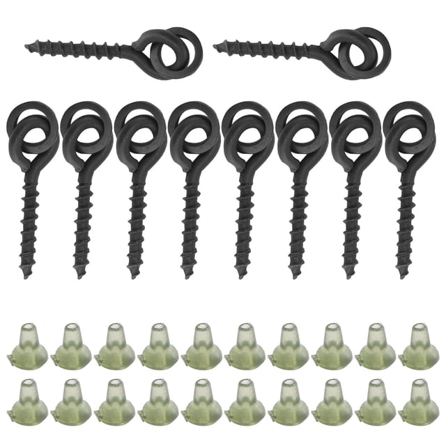 Bait Screws, 10pcs with 20pcs Carp Rig Ring Stops, Simple Design Light Compact for Carp Fishing Tackle