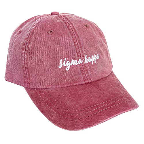 N Sigma Kappa Sorority Cursive Name Design Burgundy Hat with White Thread Baseball Hat