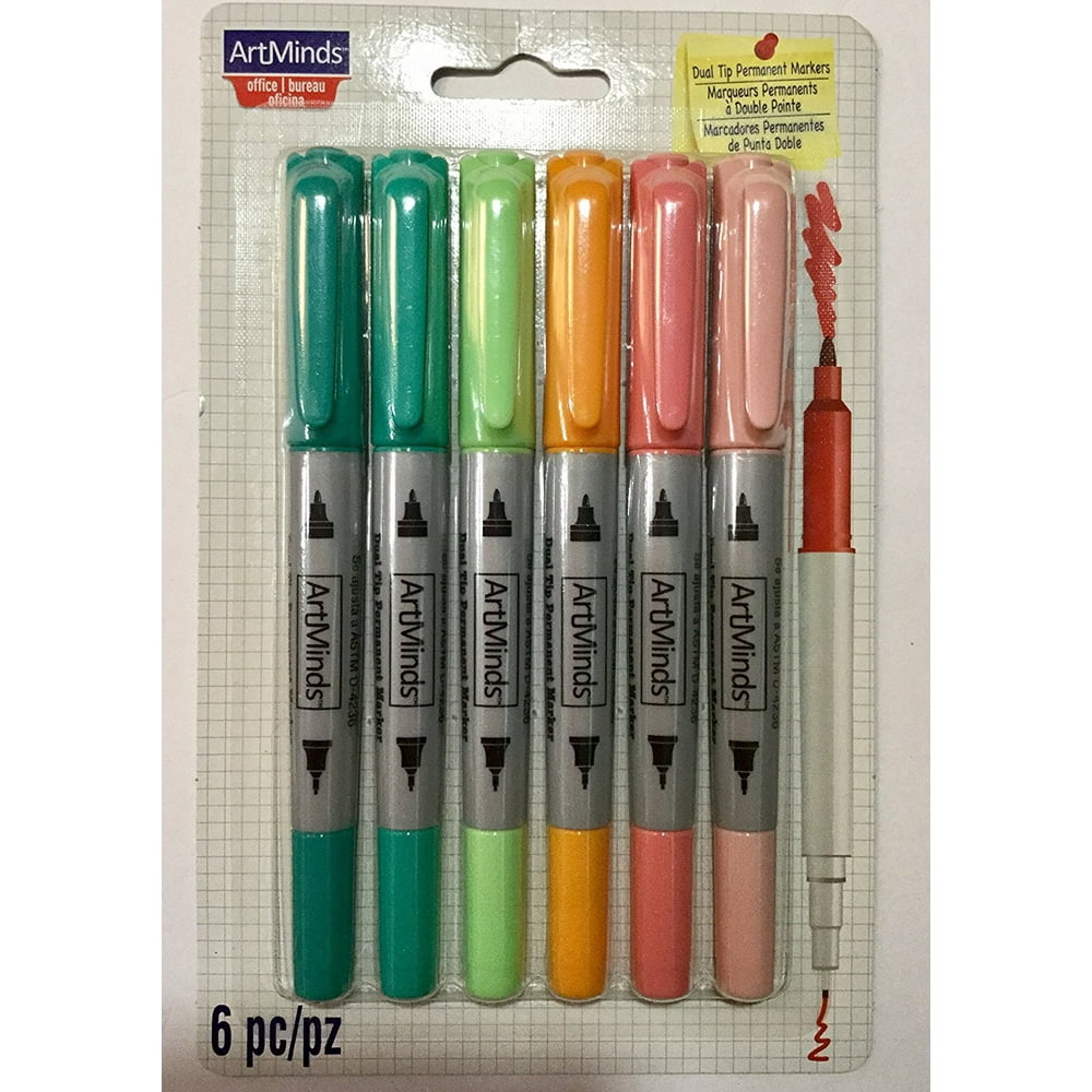 Dual Tip Permanent Markers Pastel Colors Theme, Permanent Ink By