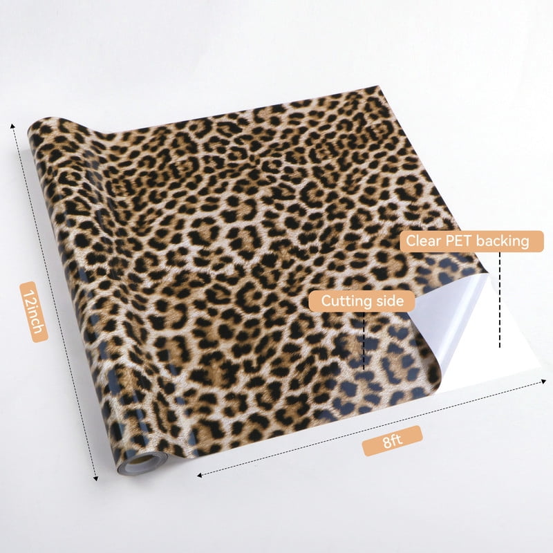 HTVRONT Permanent Vinyl Pattern-12" x 6ft Adhesive Vinyl Roll for Cutting Machine, Signs, Scrapbooking, Craft, Die Cutters-Leopard