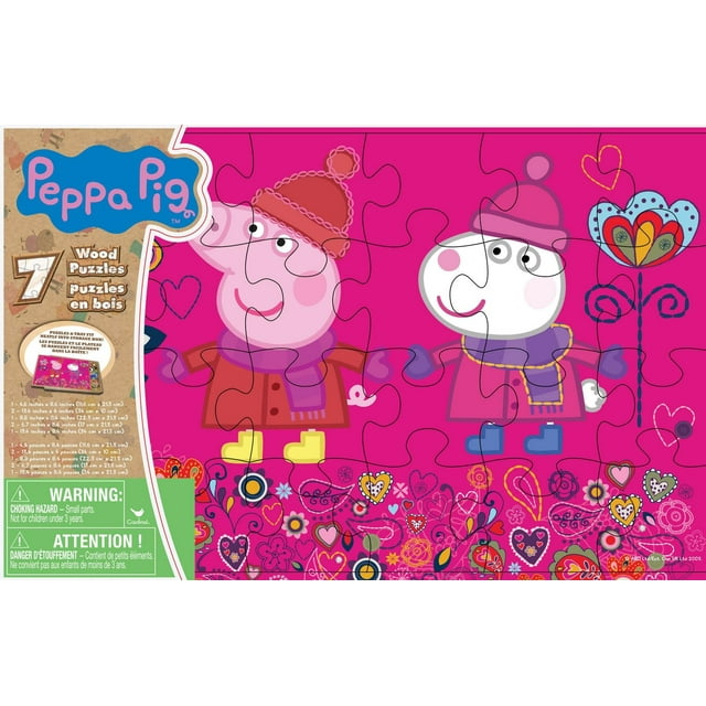Peppa Pig, Lot de 7 Puzzles en Bois