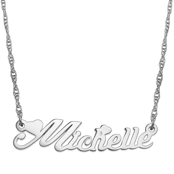 Personalized Planet Women's Sterling Silver or Gold over Sterling Script Name with Hearts Necklace