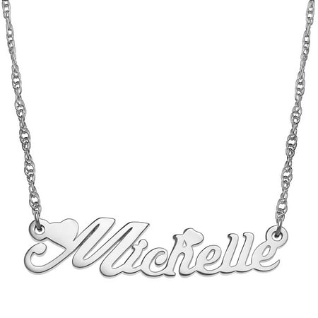 Personalized Planet Women's Sterling Silver or Gold over Sterling Script Name with Hearts Necklace