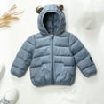 thumbnail image 2 of Fshinging Boys Girls Patchwork Cute Bear Ears Hooded Zipper Down Jackets Winter Warm Long Sleeve Outwears, 2 of 3