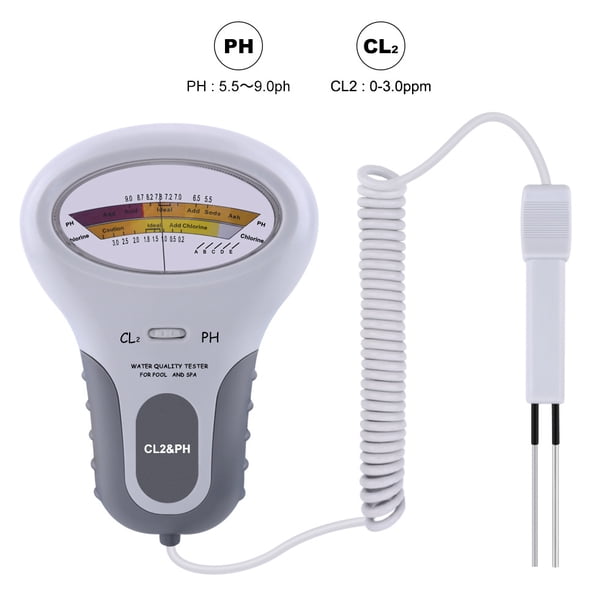 Medidor de pH electrónico, kit de análisis de agua para piscinas, medidor de cloro de PH 2 en 1, probador de cloro de PH PC-102, dispositivo de prueba de calidad del agua, medición CL2 para acuario de