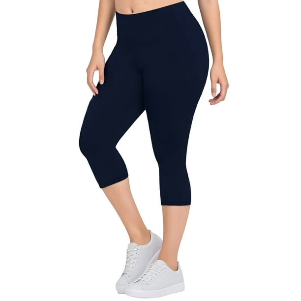 Leggings de talla grande para mujer: pantalones capri de yoga, faja moldeadora que realza los glúteos, tejido de poliéster, tallas XL-XXXXXL para hacer ejercicio/uso informal.