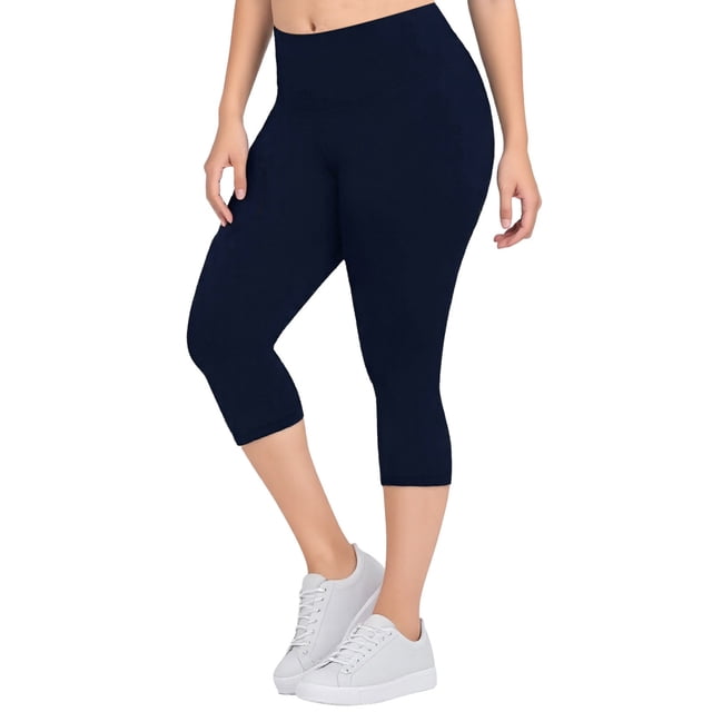 Leggings de talla grande para mujer: pantalones capri de yoga, faja moldeadora que realza los glúteos, tejido de poliéster, tallas XL-XXXXXL para hacer ejercicio/uso informal.