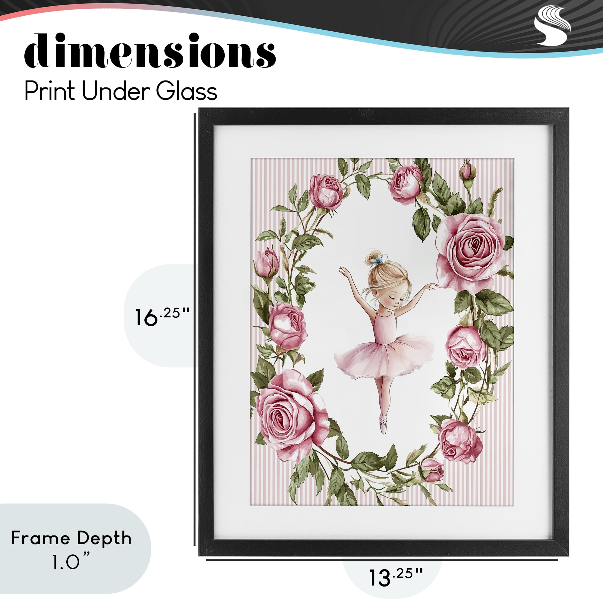 Stupell Industries Little Rose Dance Black Framed Print Under Glass, design by Christine Simpson Art