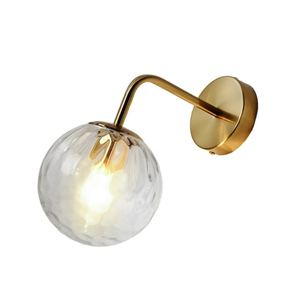 Bewildely Lámpara de pared con bola de cristal, accesorios de luz nocturna transparente, decoración del hogar para dormitorio interior, baño, Iluminación y accesorios