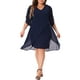 thumbnail image 1 of Vestido formal de mujer de talla grande Agnes Orinda con escote en V, superposición de gasa, vestido de invitada de boda, vestido de cóctel, malla, 2X azul marino, 1 of 6