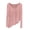 Pink, variant on MOJOGO Women's U Neck Tops Loose Long Sleeve Cover Ups Long Sleeve T-Shirt with Asymmetric Hem Soft Spring Summer Top Yellow Free Size