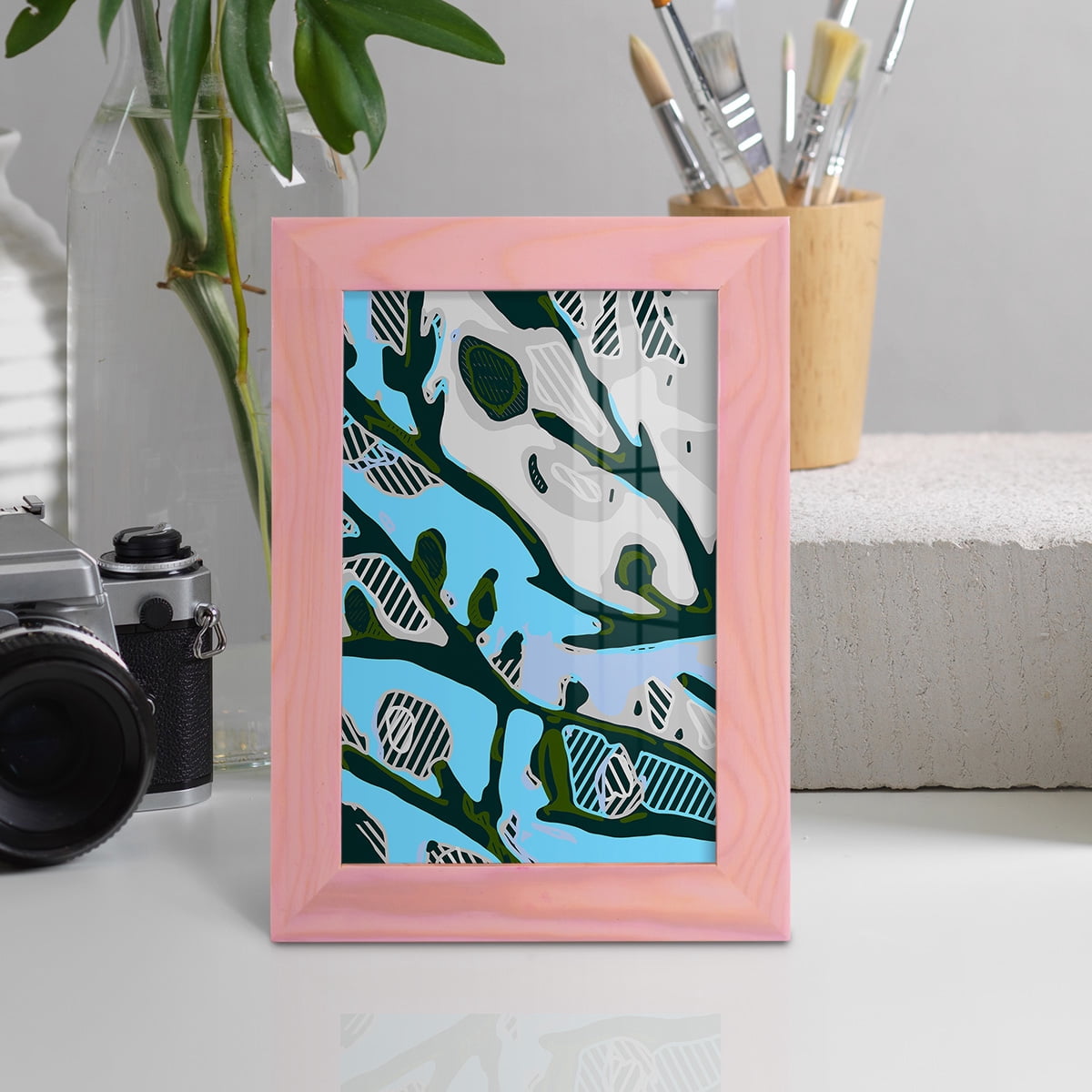 Abstract Tree Limbs I -Framed Print w/glass-Sunset Pink