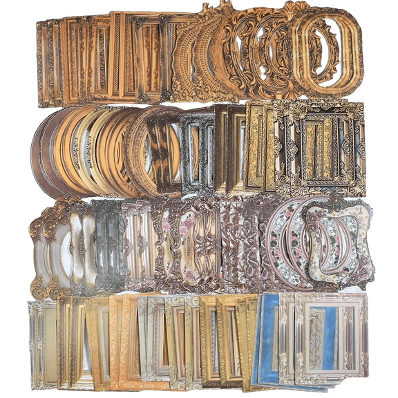 120pcs Frame Paper Sticker Pack Embossed Hollowed Scrapbooking Paper Set Vintage Sticker DIY Craft Material Junk Journal Scrapbooking Planner Supplies
