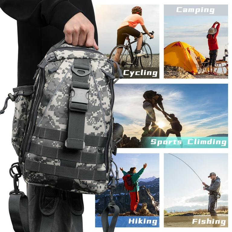 SUPER JOY Fishing Backpack Tackle Sling Bag - Fishing Backpack with Rod  Holder - Tackle Box Fly Fishing Gifts for Men Women 