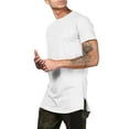 thumbnail image 2 of Ma Croix Men's Casual Longtail Extended Slim Fit Hip Hop Crew Neck Tee Shirts with Side Zipper, 2 of 4