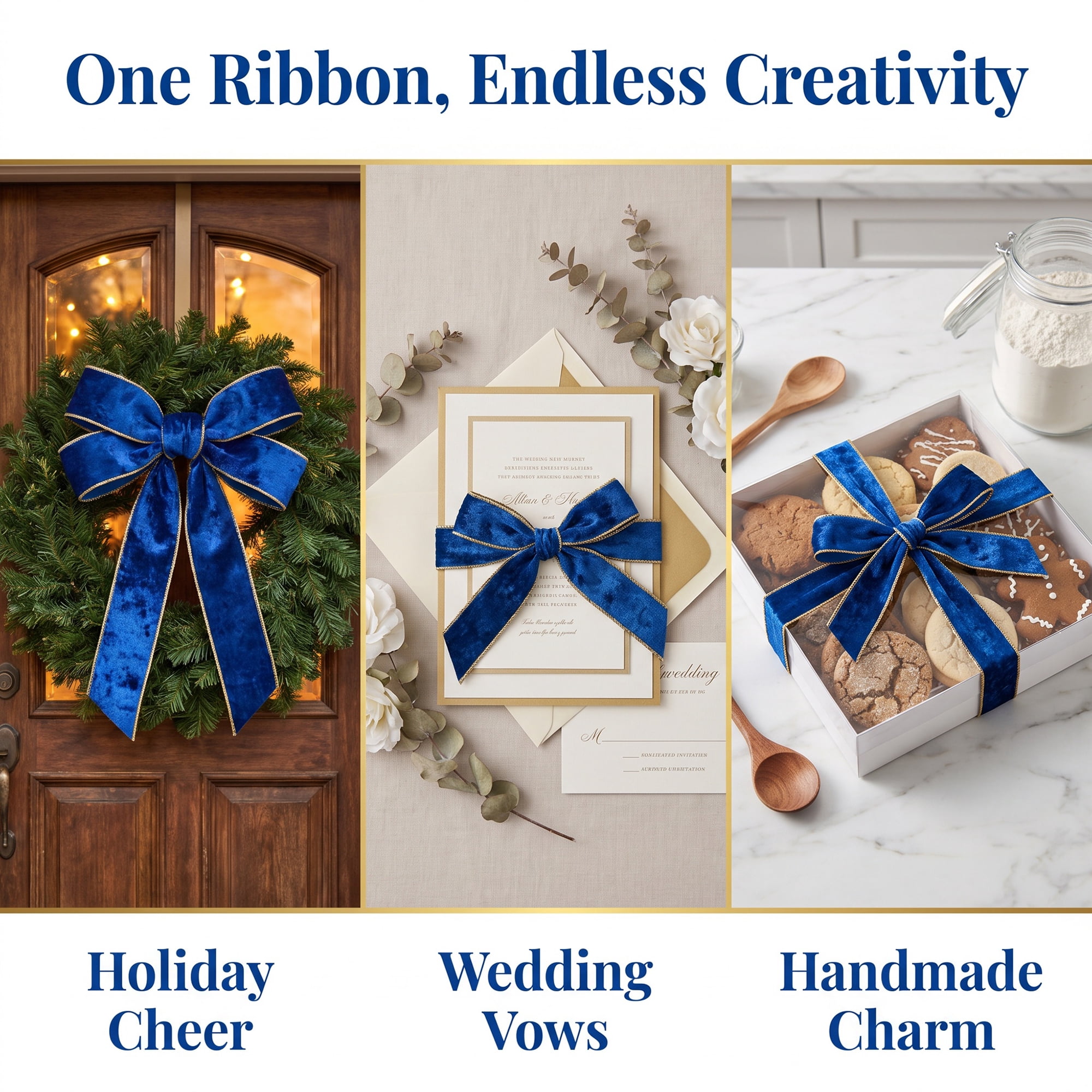 Unique Bargains Extra Wide Decorative Ribbon for Gift Decoration Use Blue 9.8 Yard