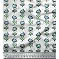 thumbnail image 1 of Soimoi Japan Crepe Satin Fabric Leaves & Floral Block Printed Fabric 1 Yard 42 Inch Wide, 1 of 3
