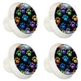 thumbnail image 2 of 4 Pcs Round White Knobs for Kitchen Cabinet Cupboard Dresser Bookcase Dog Paw Prints Drawer Pulls Handles Home Decor, 2 of 8