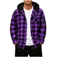 thumbnail image 5 of Guluxicc Men's Plaid Hoodies with Zipper Pocket Button Down Drawstring Long Sleeve Hooded Tops for Everyday Wear Summer Casual Outfits, 5 of 6