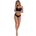 thumbnail image 5 of DARING DIVA Women's Lace Trim Cotton Ribbed Hipster Mid Waisted Panty S Black, 5 of 6