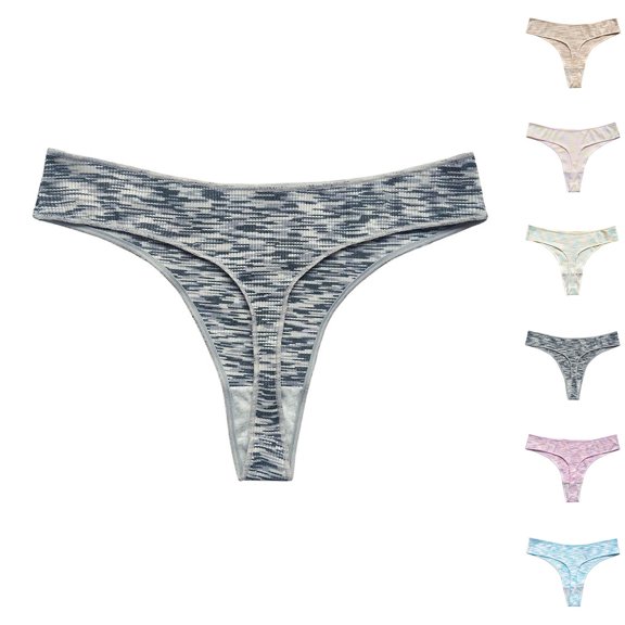 Noric Women's Cotton Ribbed Thong Panties Low Rise Stretchy Soft Breathable Daily Underwear