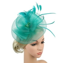 MSJUHEG Tea Party Hats,Feather Hair Clip,Feather Headpiece,Church Hats,Fascinators Hats,Fascinator Tea Bridal British Headband Green One Size