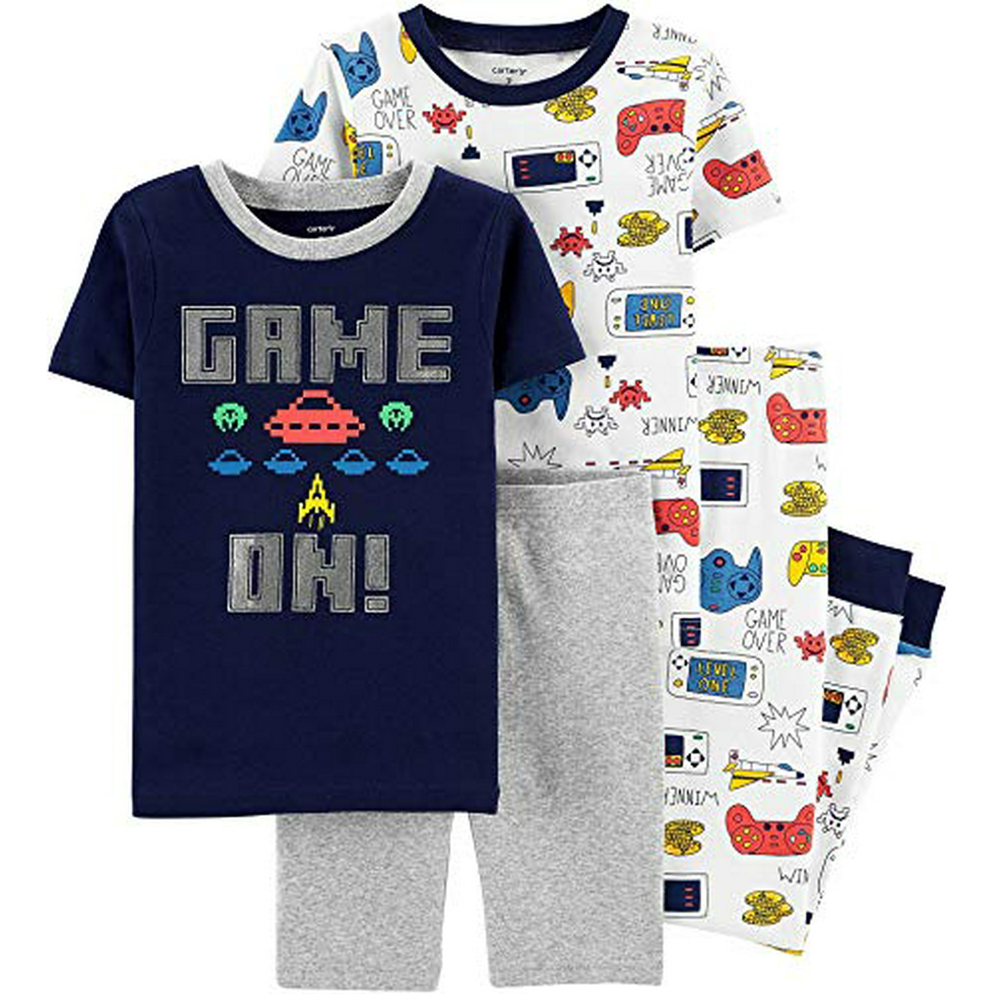 4 Piece Boys Snug Fit Cotton Pajamas Video Game 6 Walmart