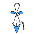 thumbnail image 4 of Sakmal Triangle Bathing Suit for Women Tummy Control Blue One Piece Sexy Swimsuit Solid Halter Swimwear, 4 of 4