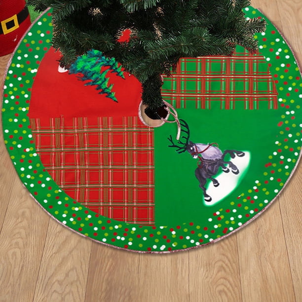 Estera de árbol de tela navideña, tapete rústico con Base de árbol de 27 pulgadas, suministros para fiestas navideñas en casa
