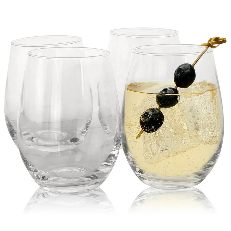 Stemless Wine Glasses Set of 4 - 19 oz