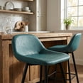 thumbnail image 5 of Cortesi Home Rain Counterstools in Teal Faux Leather, Black Base (Set of 2), 5 of 7