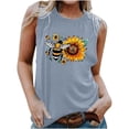 thumbnail image 2 of Fjofpr Crop Tank 2024 Women's New Loose Casual Fashion Crew-neck All-matching Printed Top Sky Blue L, 2 of 4