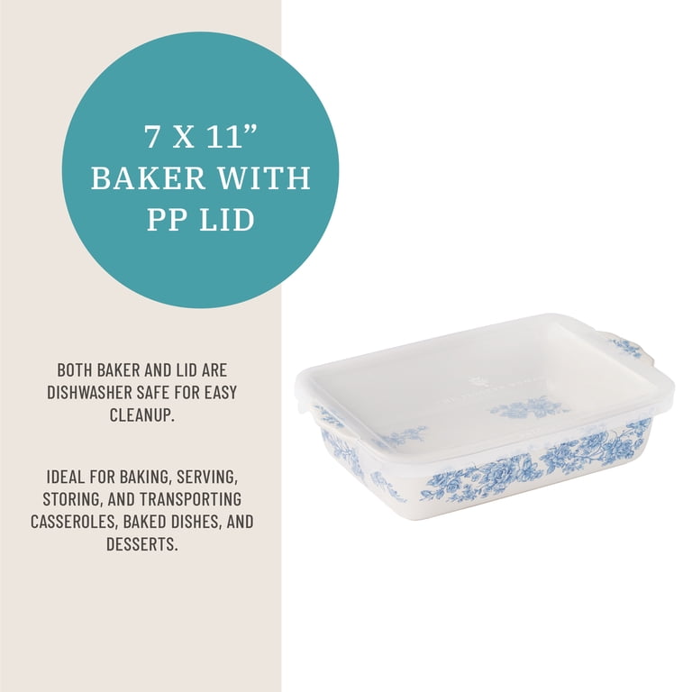 The Pioneer Woman Agatha Small Rectangular Baker with Lid, 7