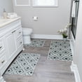 thumbnail image 1 of Geometric Design 3 Piece Bathroom Rugs Set - Non-Slip Ultra Thin Bath Rugs for Bathroom Floor - Washable Cotton Bathroom Mats Set, 1 of 8