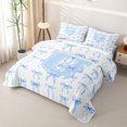 thumbnail image 3 of Manfei Blue Princess Bow Quilt Full For Girls,Letter U Initial Full Bedspread Sets For Kids,3-Piece, 3 of 7
