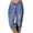 Dark Blue, variant on Capris Pants for Women Elastic Waist Floral Print Straight Leg Cropped Pants Summer Casual Trousers Mint Green 2XL