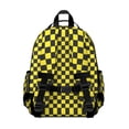 thumbnail image 3 of Yellow and Black Checkerboard Backpack for School,Cute School Bag,Schoolbag with Adjustable Shoulder Straps & Padded Back,15.25"x11.5"x5.25", 3 of 6