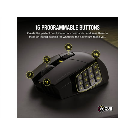 CORSAIR - Scimitar Elite Wireless Gaming Mouse with 16 Programmable Buttons - Black