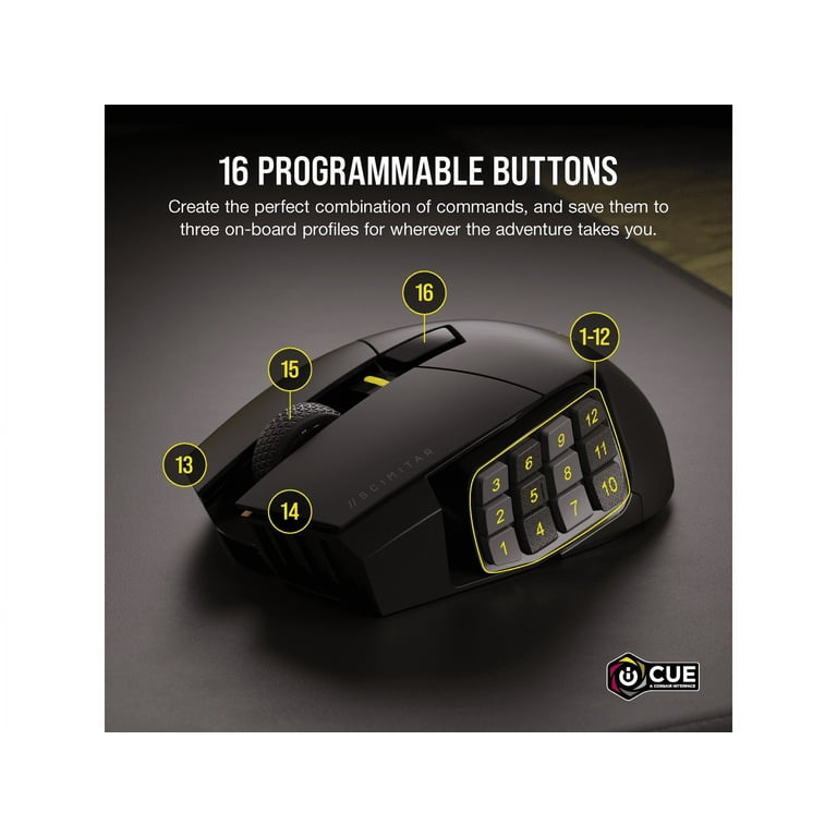 Corsair SCIMITAR ELITE Wireless MMO Gaming Mouse, 16 Programmable