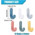 thumbnail image 2 of 12pcs Self Adhesive Colorful Hooks, Self Adhesive Bathroom Wall Hooks Hand Towel Rack Kitchen Office Coat Racks Kids Towel Hooks, 2 of 5