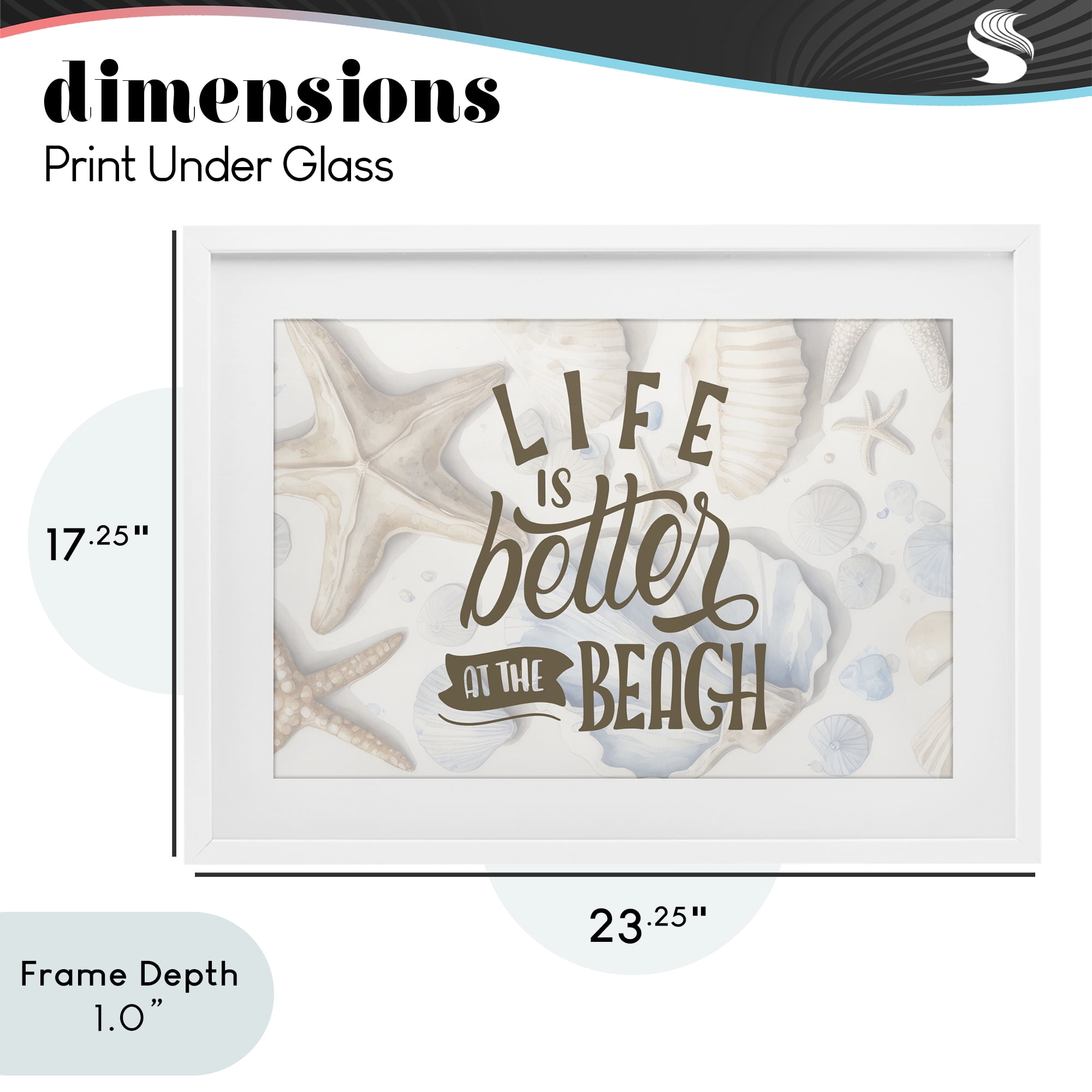 Stupell Industries Better At Beach Seashells White Framed Print Under Glass, design by Kim Allen