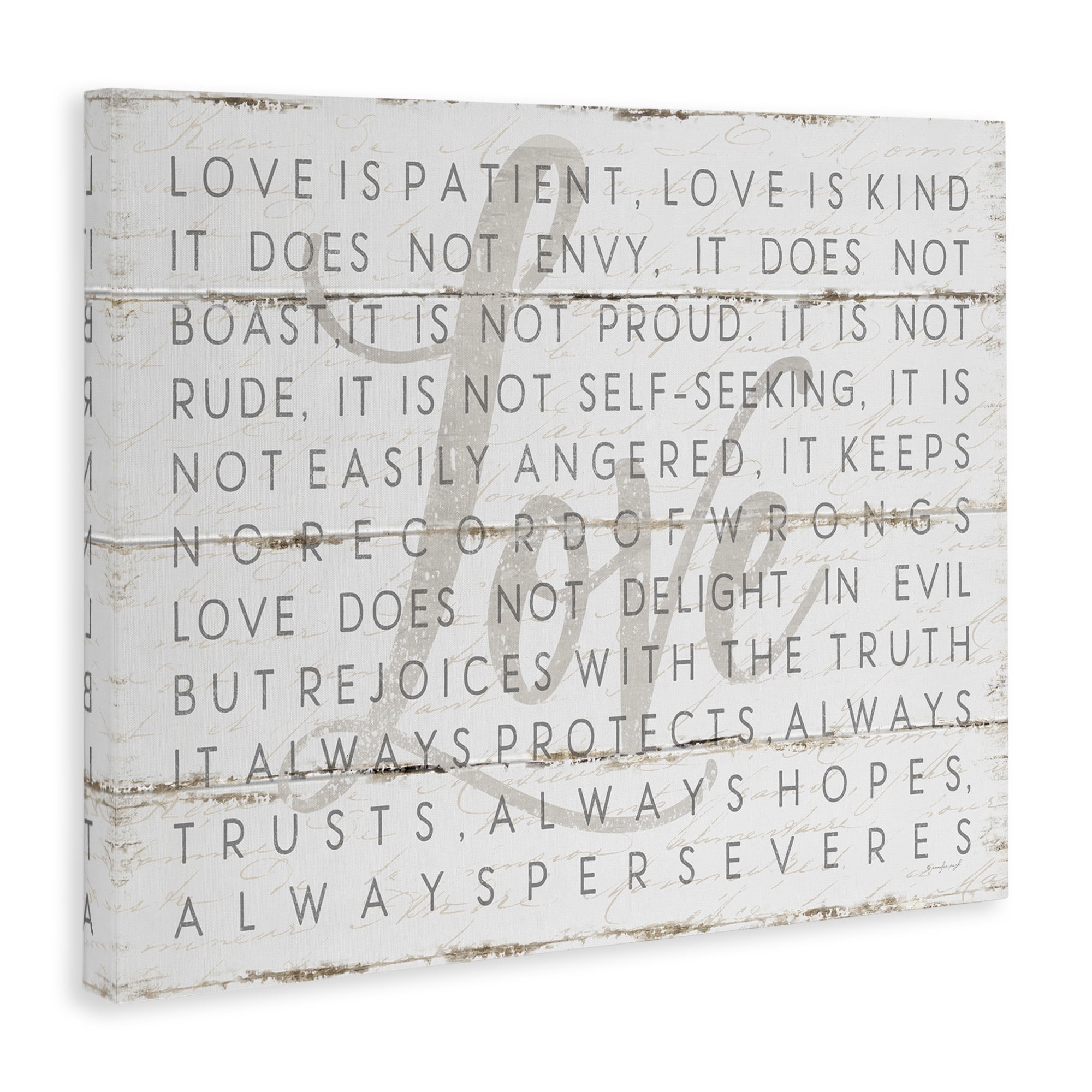 Stupell Home Déco Love Is Patient Gray on White Canvas Art, 16 x 20