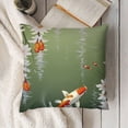 thumbnail image 3 of YINGXI  Koi Fish Throw Pillow Cushion Cover, Japanese Koi Fish Painting Style Hanging Cherry Flowers Floating Leaves, Decorative Square Accent Pillow Case, Orange White 18x18in, 3 of 5