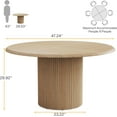 thumbnail image 2 of 47" Farmhouse Kitchen Table, Round Dining Table for 4 with Sturdy Fluted Metal Base, 2 of 7