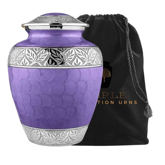 Silver Cremation Urn with Delicate Lavender and Pink Flowers - Peace and Serenity-Urn for Ashes Adult-Urns for Ashes-Marble Urn-Small Urn-Handcrafted Urn